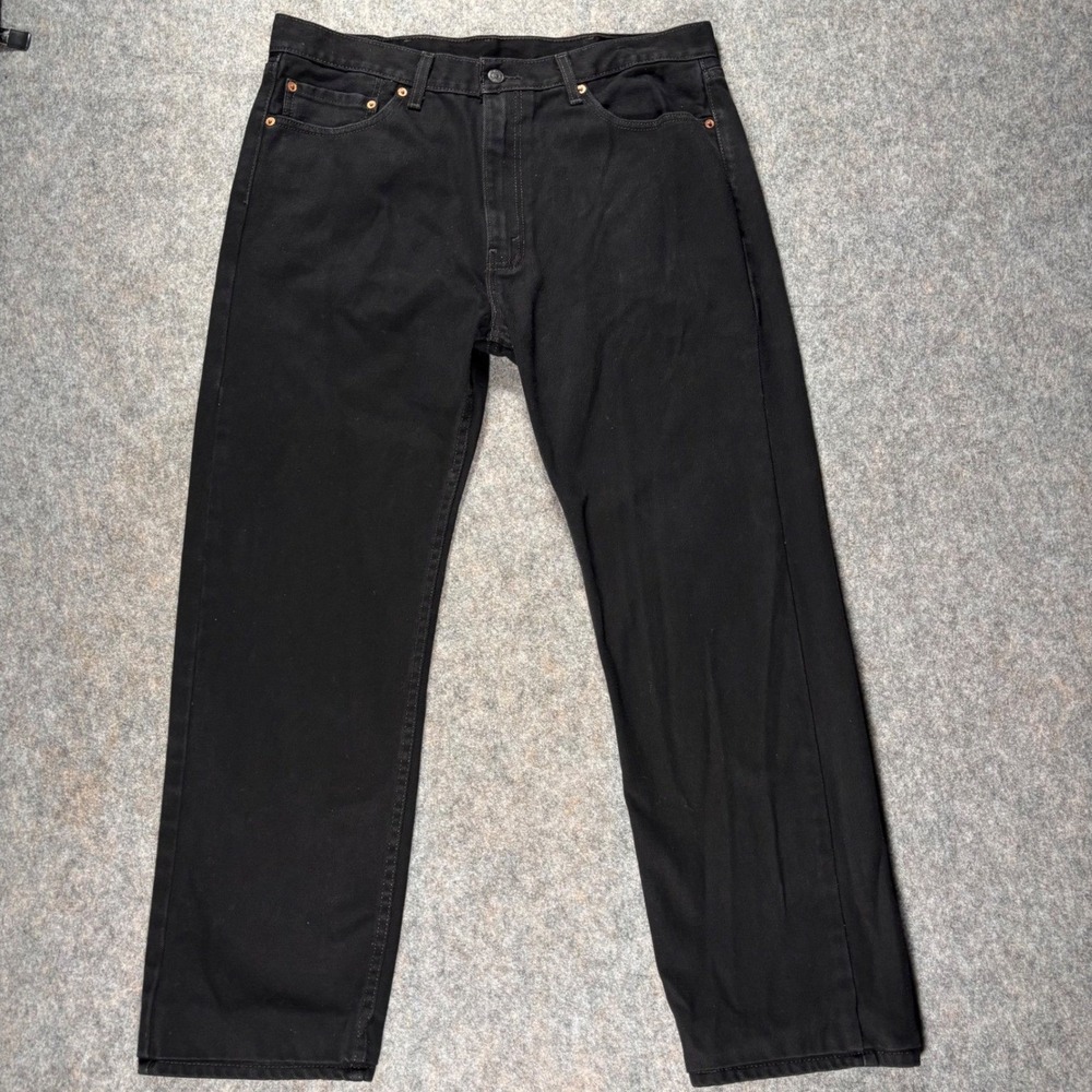 Levi Strauss 505 Black Denim Jeans Mens 38x34 (38X31) Regular Fit INSEAM ALTERED